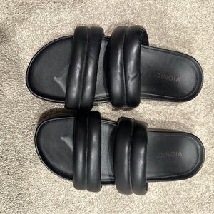 Vionic Double Strap Black Slides